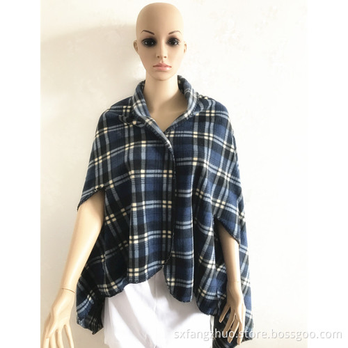 gemle gebrauchter Druck Polar Fleece Poncho mit Kapuze